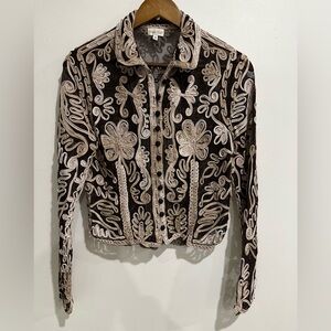 PHASE‎ EIGHT Embroidered Lace Button Up Maximalist Art Size 14